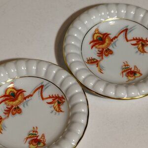 Thomas Bavaria Porcelain 2 Chocolate Bowls Art Deco 1920s Oriental Floral VTG